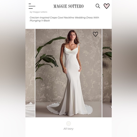 Maggie Sottero Dresses & Skirts - Maggie Sottero Ivory Crepe Cowl-Back Mermaid Gown